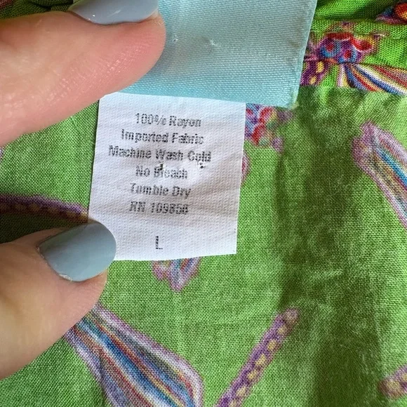 Haley And The Hound Tunic Shirt Blouse Green Pink Dragonfly Women’s Large - Picture 3 of 7